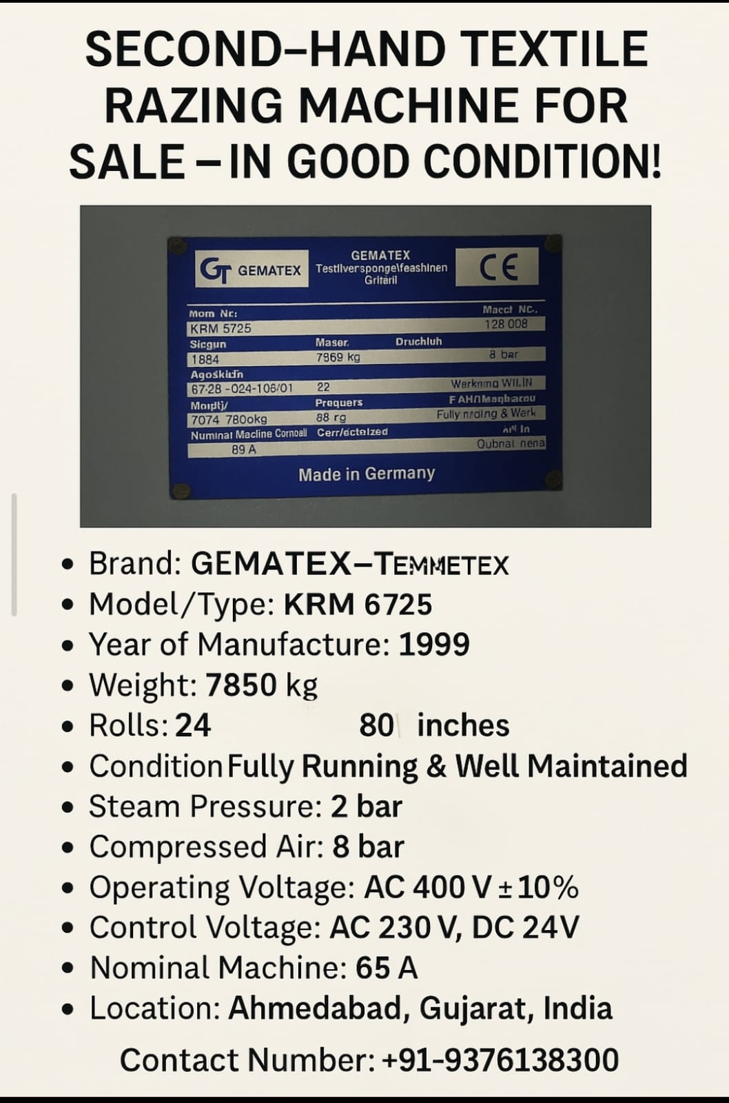 TEXTILE RAISING MACHINE
