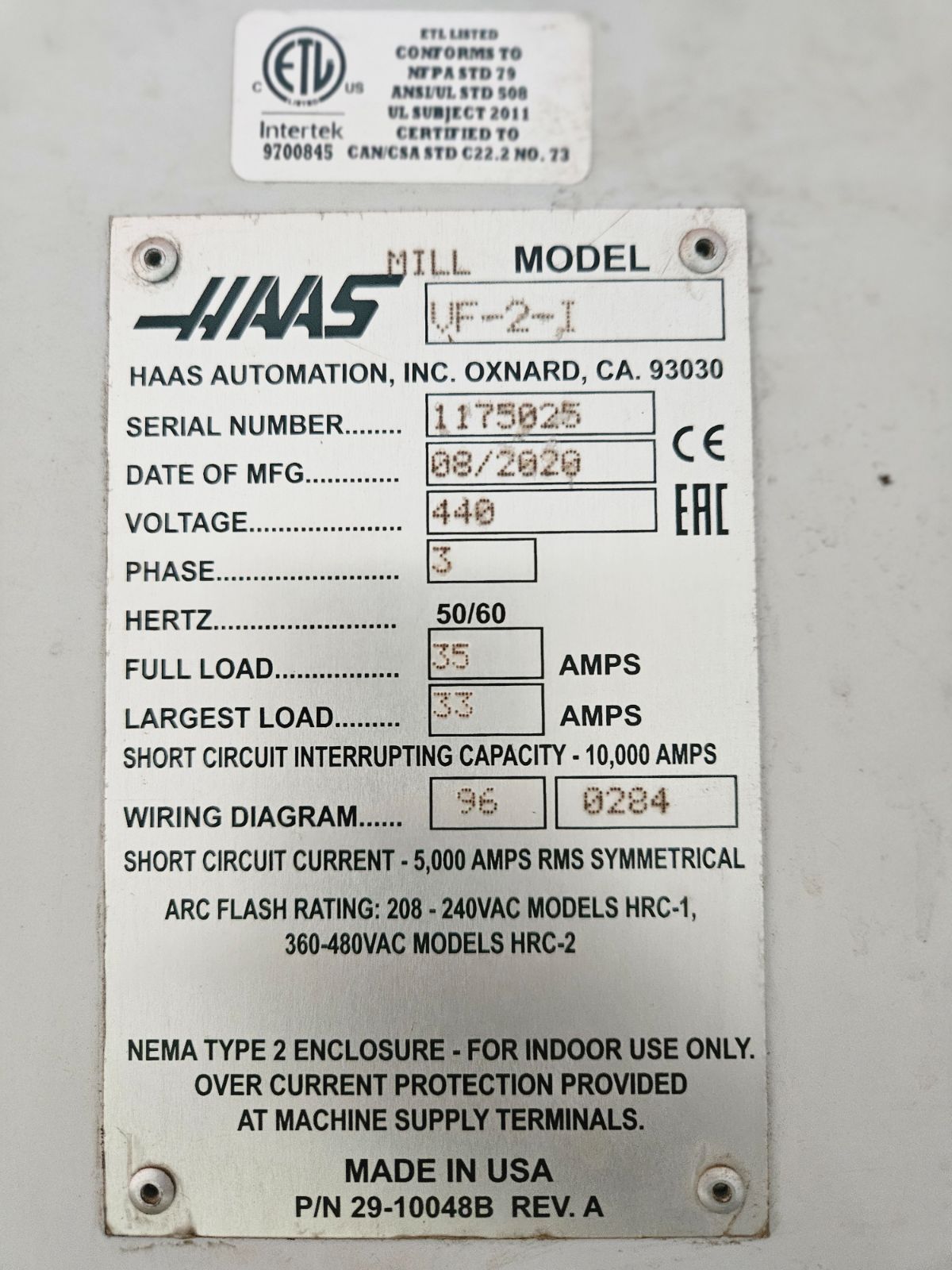 Haas vmc vf2i 3